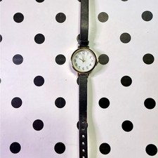 Minimalist Watch Black Vegan Thin Leather Strap with Gold Accents