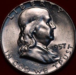 Uncirculated 1957 Philadelphia Mint Silver Franklin Half