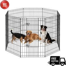 NEW 48in Dog Playpen 8 Panel Folding Metal Pet Fence Black