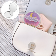 Round Shaped Hand Mirror Small Compact for Purse Folding Held Makeup
