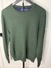 Polo Ralph Lauren Pima Cotton Sweater Mens M Green Crewneck Blue Pony Pullover