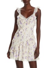 LoveShackFancy Womens Serima Lace Trim Dress Large Dusty Lavender - NWT $445