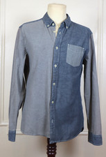 allsaints mens gray/bule chambray shirt medium