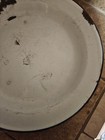Vintage  - White Enamelware (8"dia. across) Plates - Black Rim very aged READ — photo 8