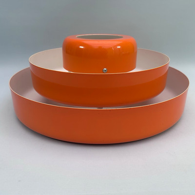 Moderner Lampenschirm Mid Century Stil Orange Metall 3 Ebenen