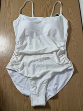 B6 New Women  s 1pc Ruched Sides Swimsuit White size XL