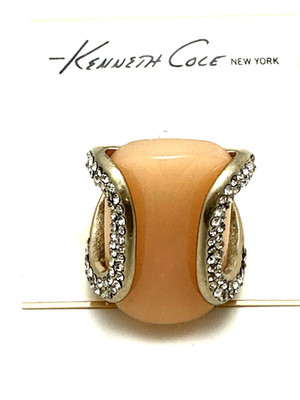 Kenneth Cole New York Gold Tone Pink Stone Pave Ring NWT