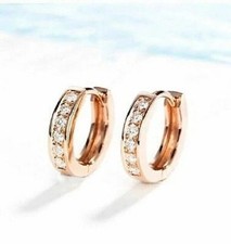 2 Ct Round Cut Lab Created Diamond Huggie Hoop Earrings In 14k Rose Gold Plated