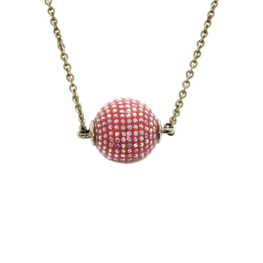 AUTHENTIC CHANEL CC Mark Mirror BallNecklace Red … - image 2