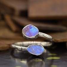 Rainbow Moonstone Ring Solid 925 Silver Raw Moonstone Ring Genuine Silver Ring