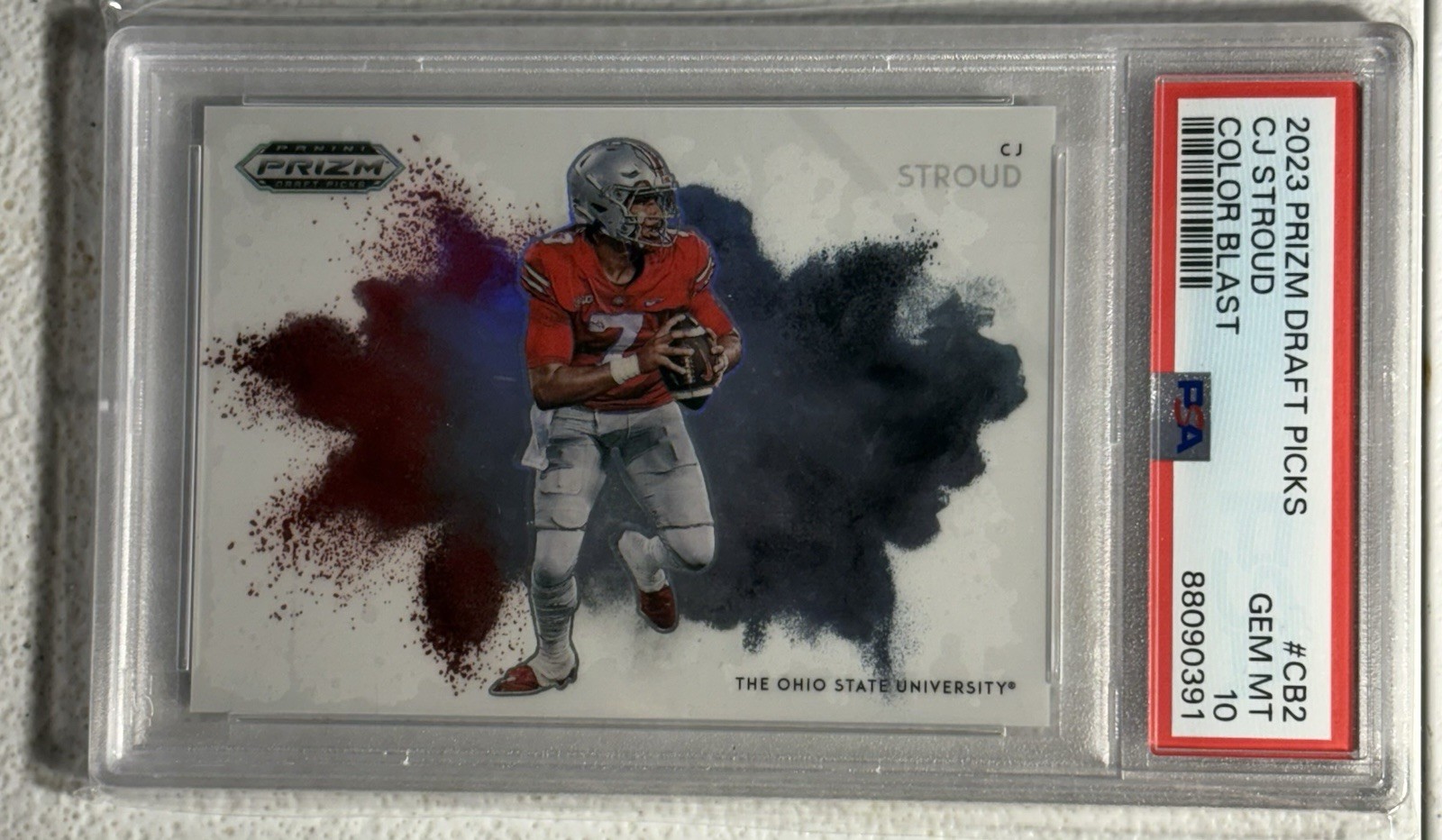 C.J. STROUD PSA 10 2023 PANINI PRIZM DRAFT PICKS #CB-2 ROOKIE COLOR BLAST RC SP