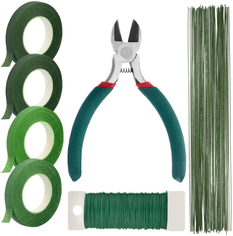 Floral Tape and Floral Wire Arrangement Tools Kit with Wire Cutter 26 Gauge S...