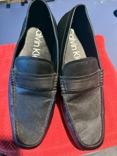 Calvin Klein Mens Black Slip-On Loafer Logo Square Toe Casual 13