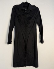 Tahari Women's Sz 2 Linen Blend Black Long Sleeve Utility ShirtDress Lightweight