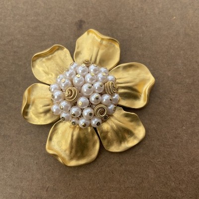 Rare Vintage Givenchy Paris Pearl Flower Brooch