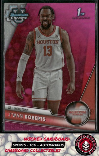 J'Wan Roberts 2023-24 Bowman U Chrome Pink Refractor #31 Houston Cougars - Picture 1 of 2