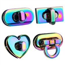 , 4 Pack Rainbow Color Twist Turn Lock Clasp Bag Closure Latches for DIY Hand...