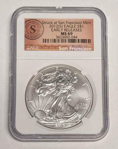 2012 (S) American Silver Eagle ~ NGC MS69 Early Releases ~  .999 Silver ASE $1
