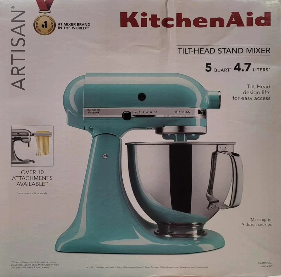 KitchenAid 5 quartos misturador de cabeça inclinada - AQUA SKY - Novo - Imagem 4 de 4