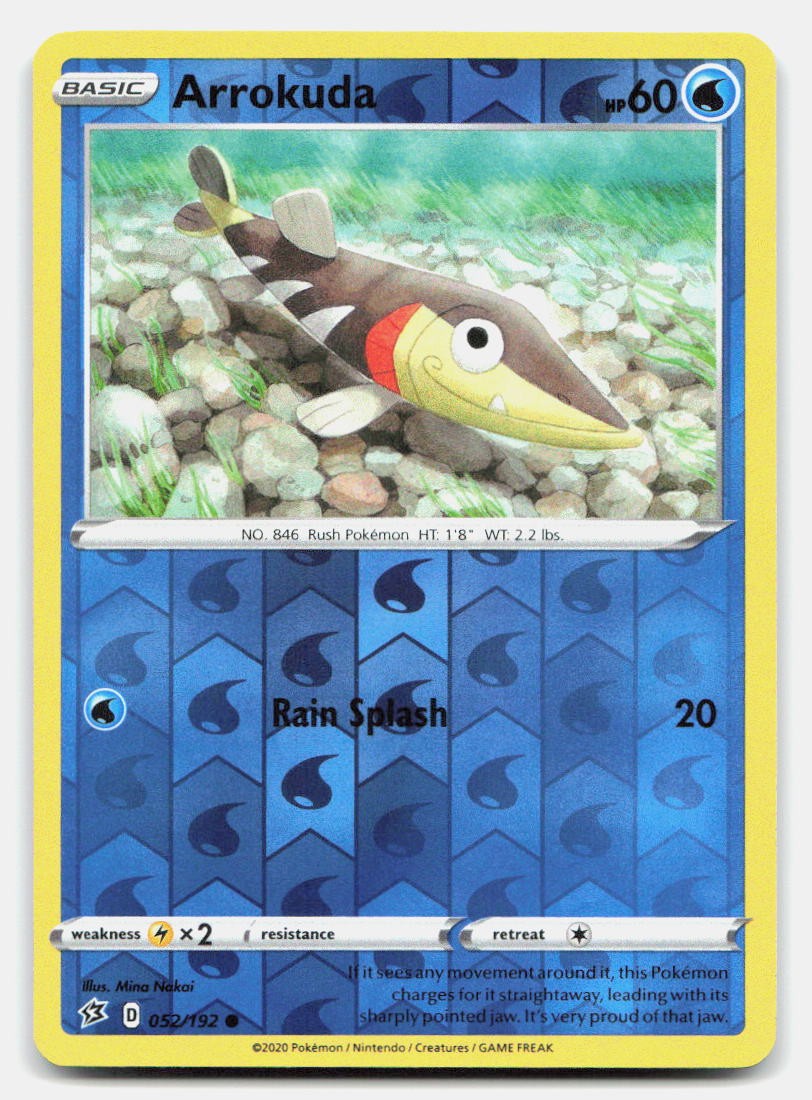 Arrokuda 052/192 Common Rebel Clash Pokemon Reverse Holo NM