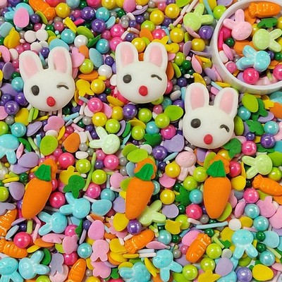 Easter Sprinkles Rabbit Bunny Carrot Edible Sugar Pearls for Cake Decorating ...