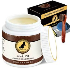 4-in-1 Natural Mink Oil 8.2oz Leather Cleaner and Conditioner, Premium Waterp...