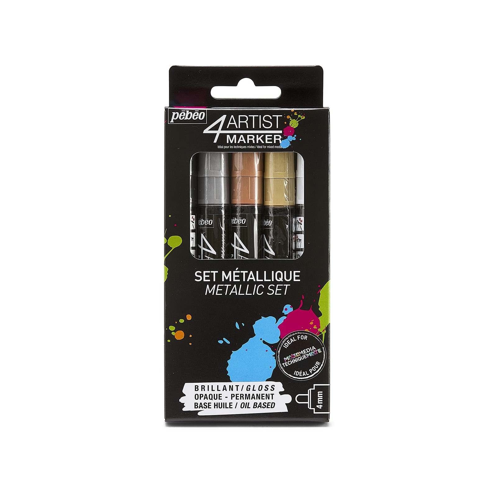 4Artist Marker, Oil Paint Markers, Metallic Set of 5 x 4 mm