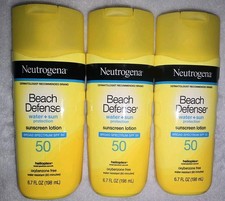 Neutrogena 3-PACK Beach Defense Helioplex SPF 50 Sunscreen Lotion Exp. 01/2028