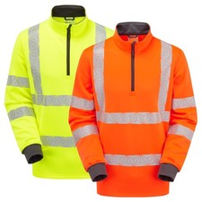 PULSAR React Hi-Vis 1/4 Zip Mid-Layer Work Jacket Mens Hi Viz Safety UK Sizes