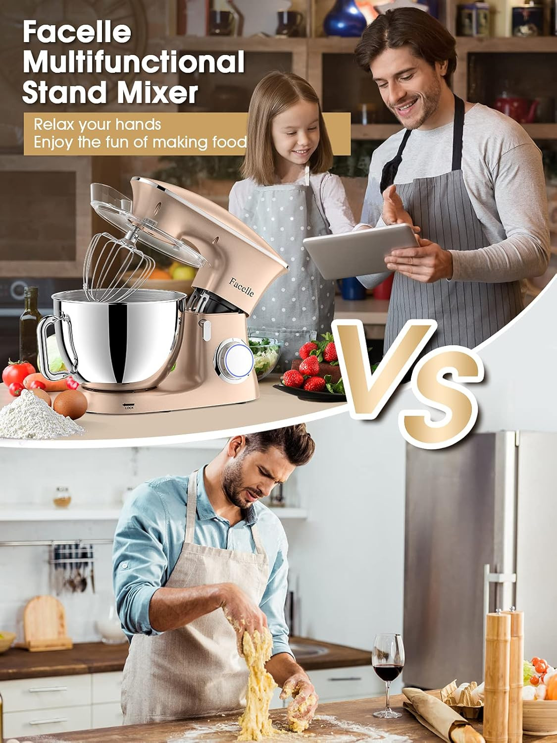 Impastatrice Planetaria 2000W 8,5L Robot Da Cucina Mixer Cucina Basso Rumore Mu foto 4