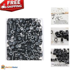 5mm Black Micro Rings for Hair Extensions - 300pcs Silicone Lined Durable Beads