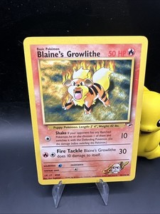 blaine's growlithe pokemon card value (35/132) [Gym Heroes Unlimited] holofoil pattern or surface detail) Blaine's Growlithe #62 Prices |