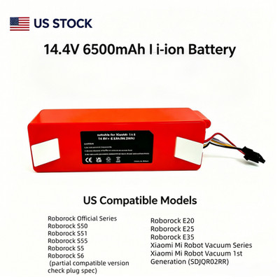 6500mAh 14.4V battery for Roborock S5 S6 S7 C10 CT10 1C Robot Vacuum Cleaner US