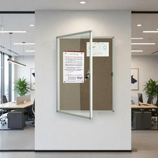 Enclosed Felt Bulletin Board 36X24 Inch Lockable Cork Noticeboard Display Cases