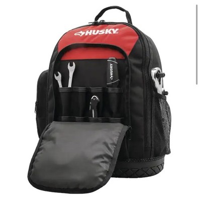 Husky 16 in. Tool Backpack Heavy Duty Rubber Bottom Storage Bag H-68003