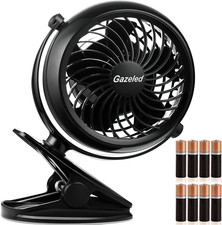 Clip on Fan Battery Operated, 360  Rotation, with 8 Free AA Batteries, Quiet USB