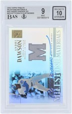 Andre Dawson Cubs Autographed 2002 Topps Tribute Milestone #MIM-AD BAS 9/10 Card
