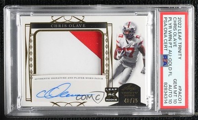 2022 Leaf Trinity Gold 40/75 Chris Olave #PA-CO1 RPA Rookie Patch Auto RC v1x