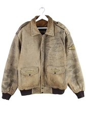 Vintage 80s F-16 Falcon Flieger Leder Jacke Braun M Herren