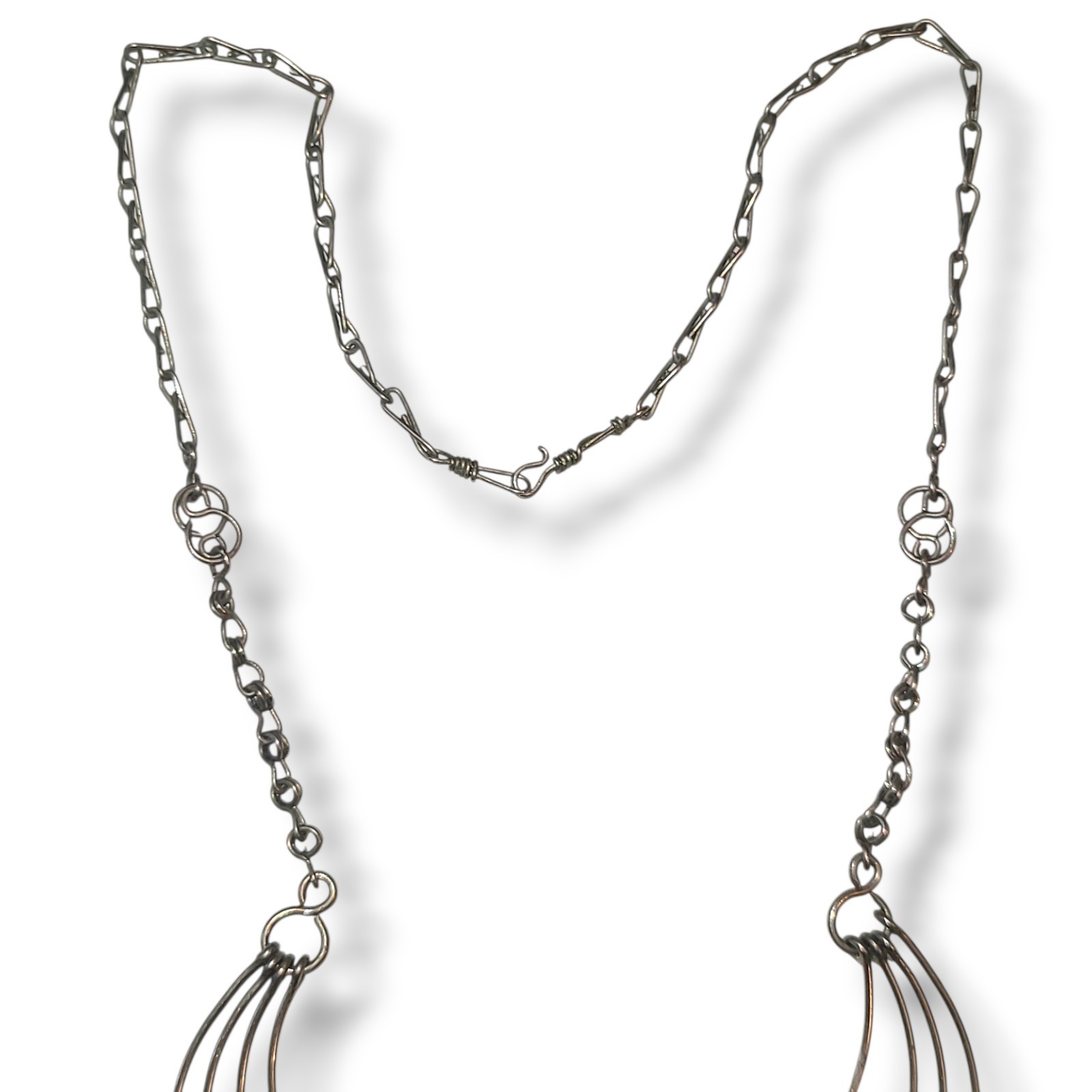 Handmade Silver Tone Wire Wrap Statement Necklace… - image 3