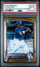 2025 Bowman Zyhir Hope Gold Shimmer Prospects Auto /50 - PSA 10 - GEM MT