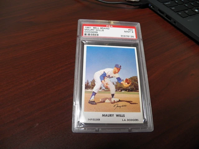 1961 Bell Brand #30 Maury Wills PSA 9 MINT Los Angeles Dodgers POP 2 No 10's