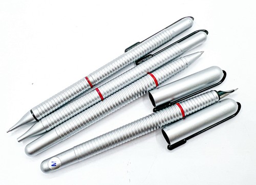 Rotring 900 matt silber 4 Stück Füllfederhalter Tintenroller Kugelschreiber D... - Photo 2/8