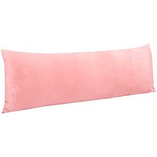 1 Pack Zippered Velvet Body Pillow Cover, Super Soft and 20" x 54" Light Pink