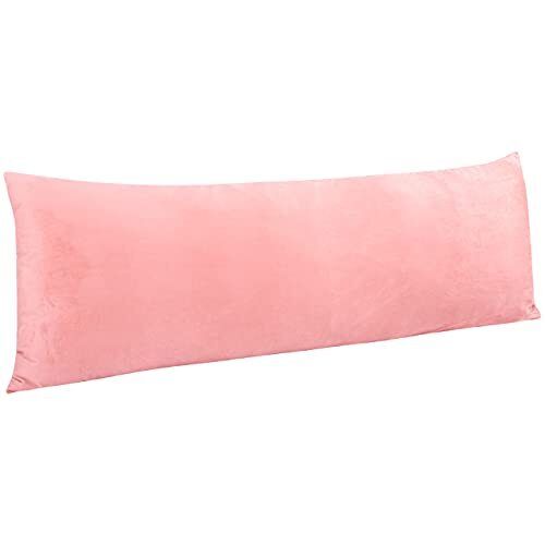 1 Pack Zippered Velvet Body Pillow Cover, Super Soft and 20" x 54" Light Pink - Bild 1 von 6
