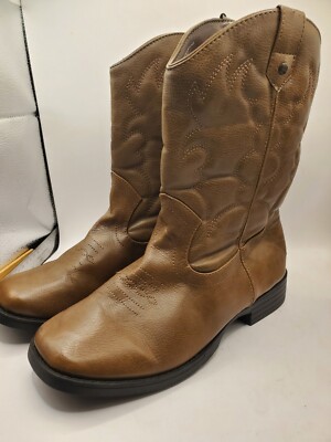 Boys Faded Glory Brow Synthetic Leather Calf Boots Size 6.