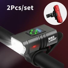 USB Rechargeable LED Bicycle Headlight Bike Head Light Cycling Front Rear Lamp