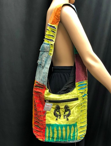 Nuevo Bolso Bandolera Hecho a Mano Nepal Músicos Tribales Nativos Música Hippie - Imagen 4 de 5