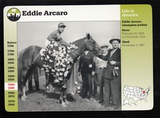 EDDIE ARCARO Horse Racing Jockey Whirlaway 1998 GROLIER STORY OF AMERICA CARD