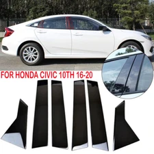 For Honda Civic 10th 16-20 Glossy Black Door Window Pillar Posts Cover Trim EOA